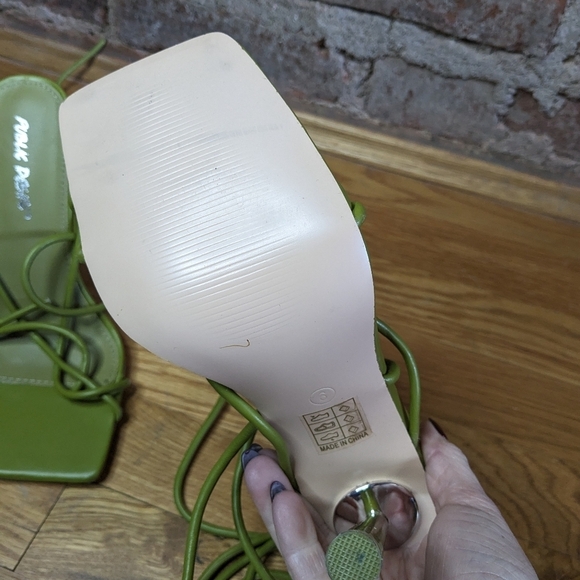 Public Desire Size 6 Olive Green Strappy‎ Heeled Sandals - Picture 4 of 7